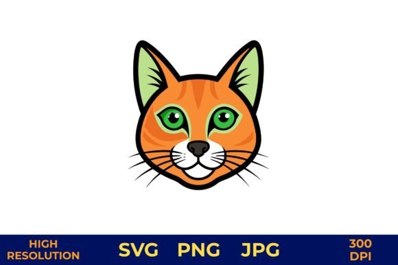 Bright Cartoon Cat Face Vector Design