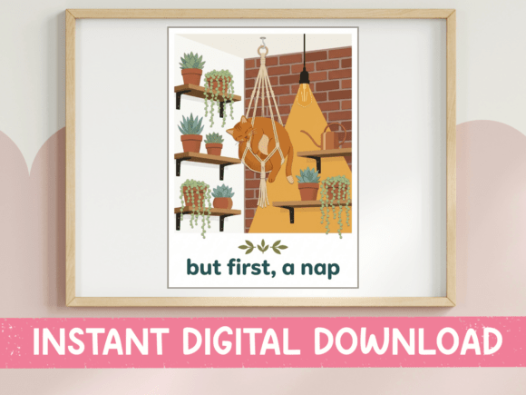 But First a Nap Cat Plant Shelfie