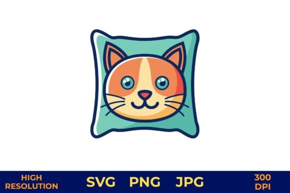 Cartoon Cat Pillow Vector Illustration