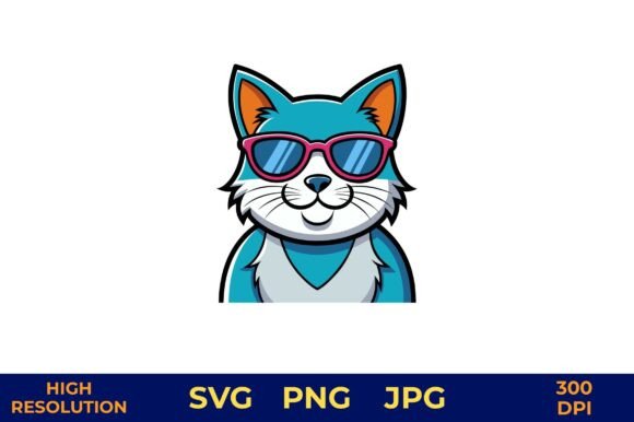 Cartoon Cat with Sunglasses Vector Art