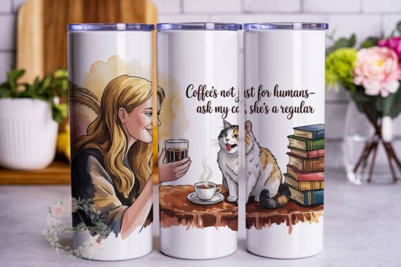 Cat Coffee Lover 20oz Tumbler Wrap