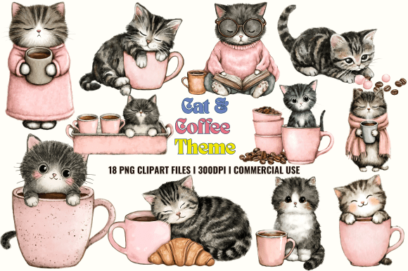 Cat Coffee Theme Clipart