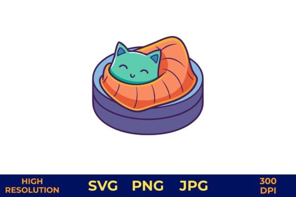 Cat Resting in Soft Blanket Vector
