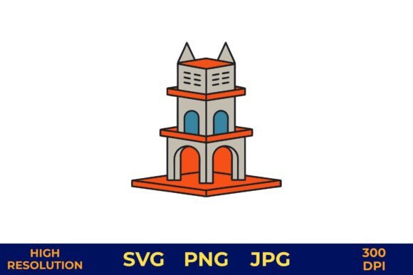 Cat Tower with Bright Colors and Arches
