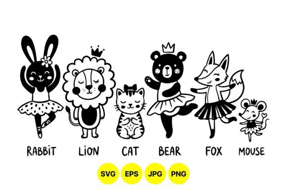 Cute Animal Ballet Dancers SVG