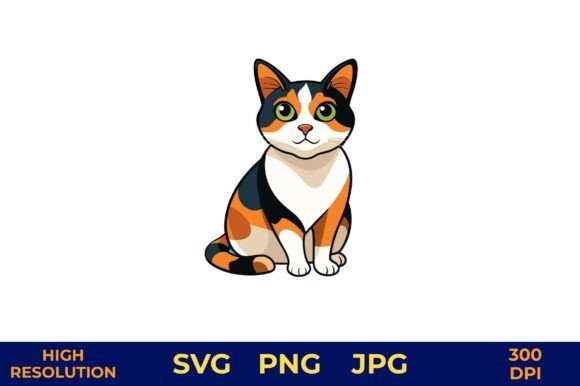 Cute Calico Cat Vector Illustration