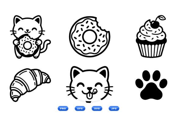 Cute Cat Bakery Clipart SVGs