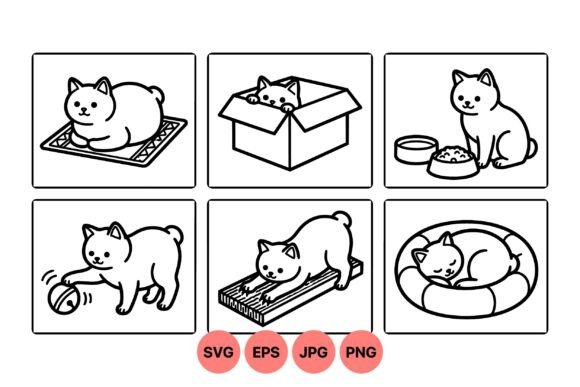 Cute Cat Daily Life Clipart
