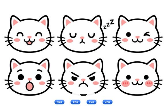 Cute Cat Face Emoji Clipart