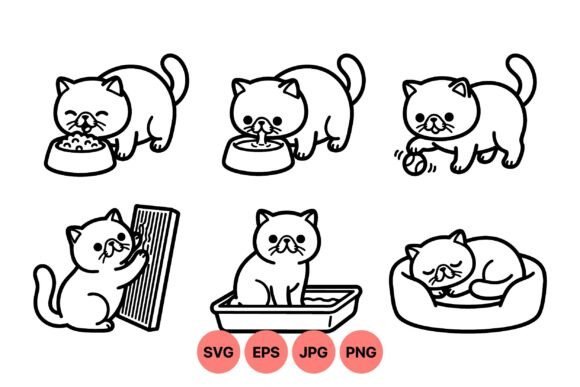 Cute Cat Life Clipart Collection
