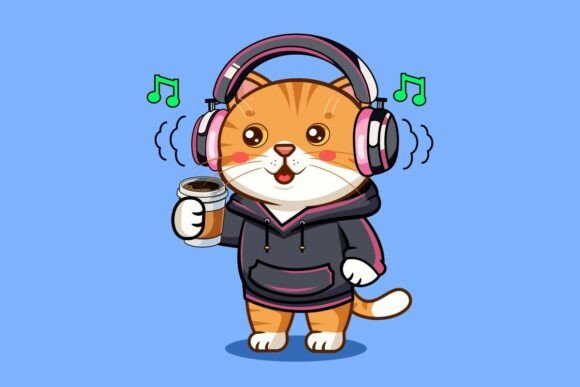 Cute Cat Wearing Headphones