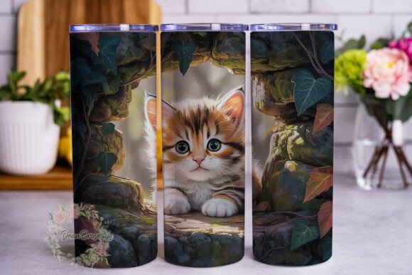 Cute Kitten Autumn Hideaway Tumbler