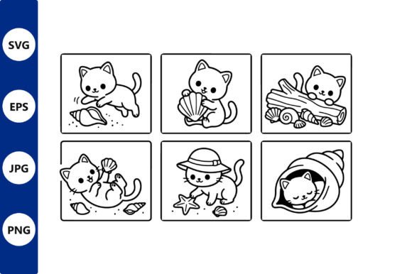 Cute Ocean Kitten Vector Art