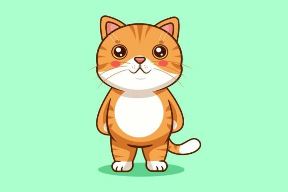 Cute Orange Tabby Cat Standing Vector Il