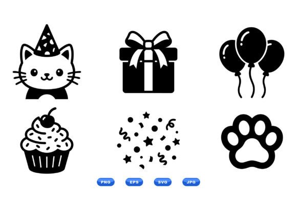 Cute Pet Party Icons SVG