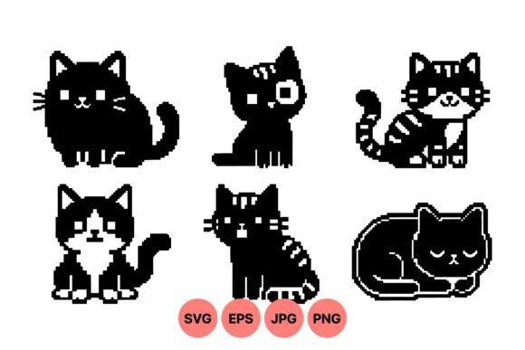 Cute Pixel Art Cat Icons