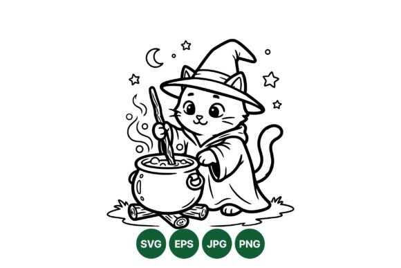 Cute Witch Cat Halloween Design