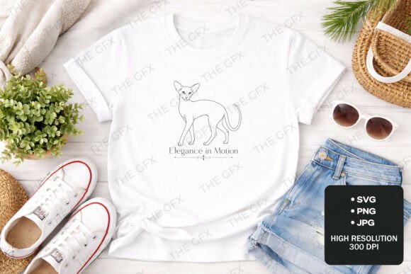 Elegance in Motion Cat Line Art Design