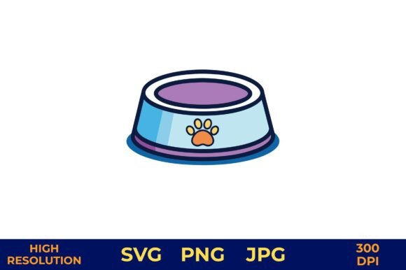 Empty Cat Food Bowl with Paw Print