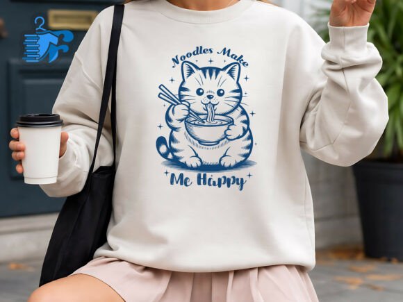 Noodles Make Me Happy Cute Cat Design