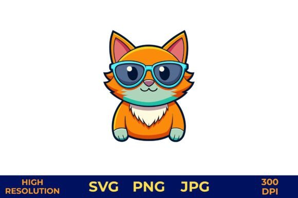Orange Cat with Sunglasses Vector