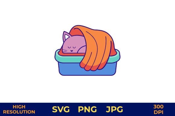 Pink Cat Resting in Pet Bed with Blanket