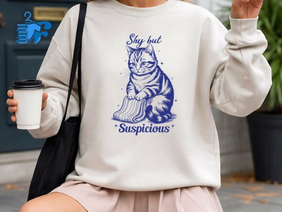 Shy but Suspicious Cute Cat Illustration