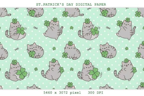 St.Patrick’s Day Cat Digital Paper