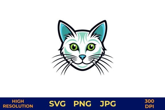 Stylized Cat Face Vector Illustration